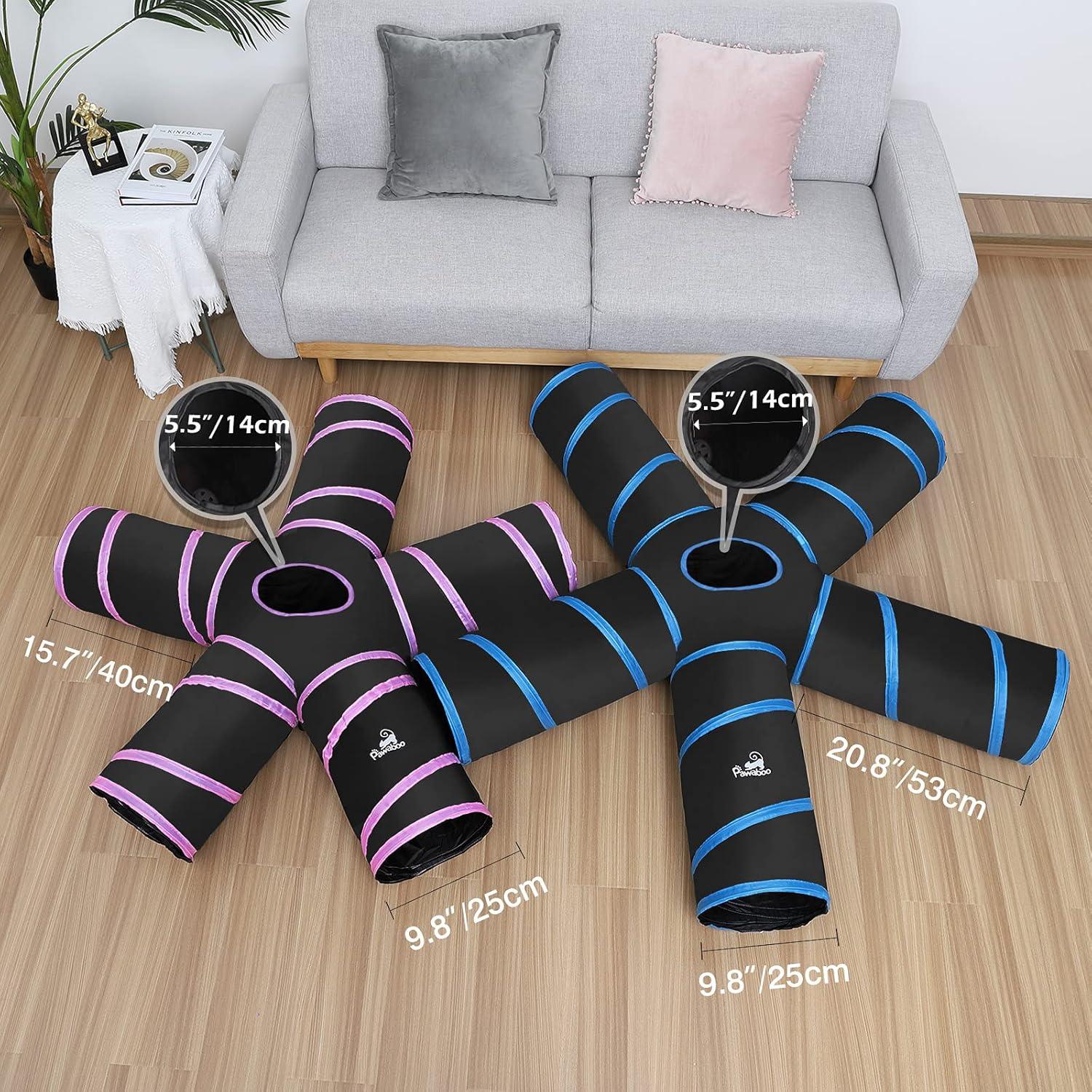 Túnel para Gatos Pawaboo 5 Vías 25x53cm Colapsable Azul