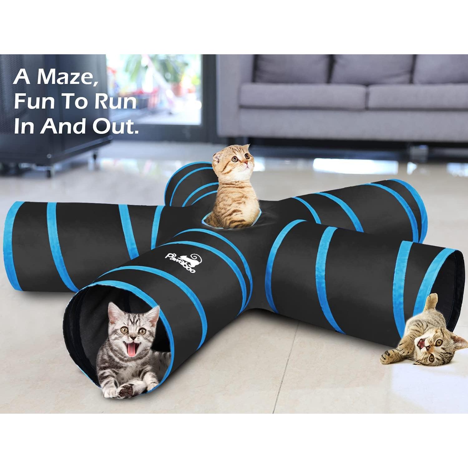 Túnel para Gatos Pawaboo 5 Vías 25x53cm Colapsable Azul