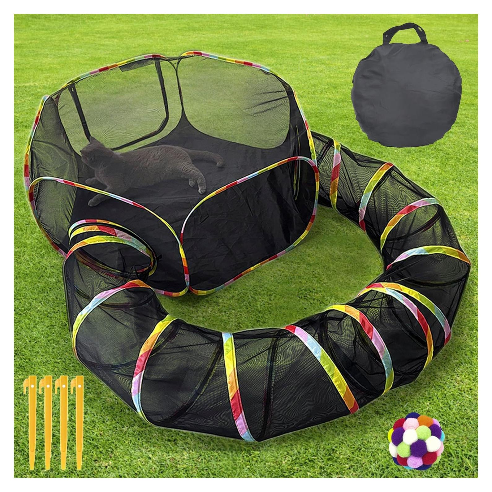 Parque de Juegos para Gatos Naielfopet 2 en 1 con Túnel