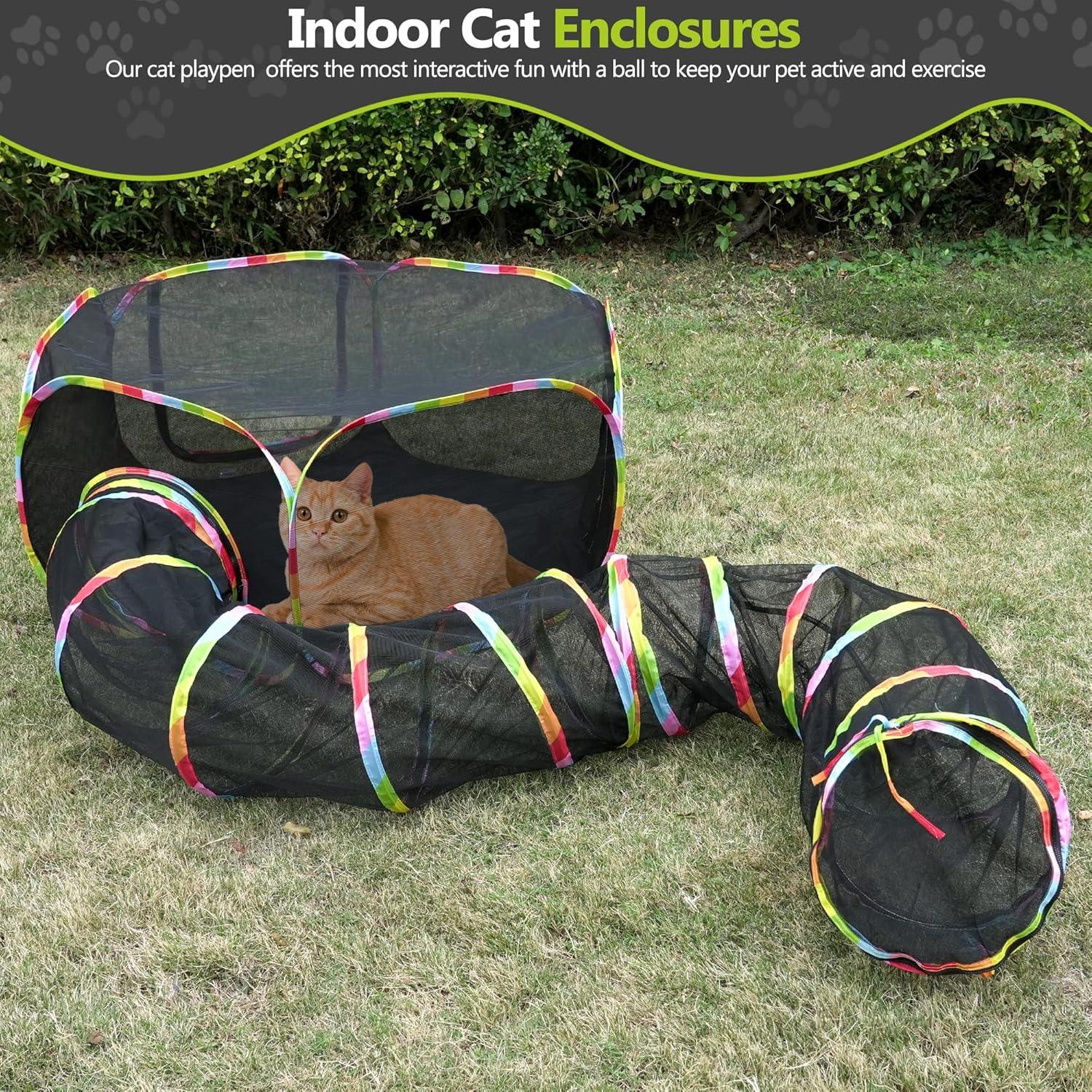 Parque de Juegos para Gatos Naielfopet 2 en 1 con Túnel