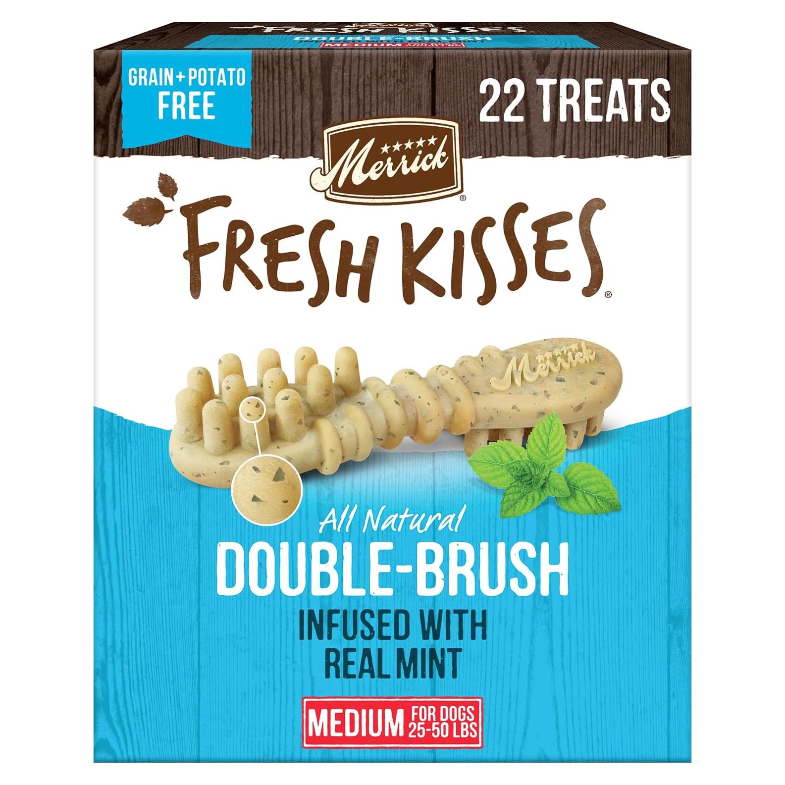 Golosinas Dentales Merrick Fresh Kisses Menta 22 Unidades Perros Medianos