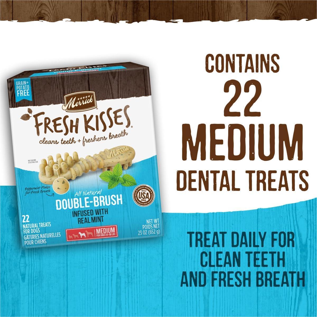 Golosinas Dentales Merrick Fresh Kisses Menta 22 Unidades Perros Medianos