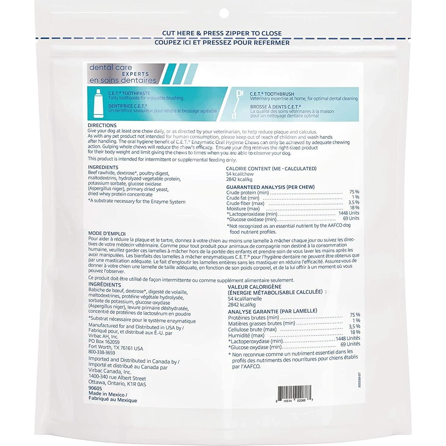 Masticables Enzimáticos Virbac C.E.T. para Perros Medianos 30 Unidades