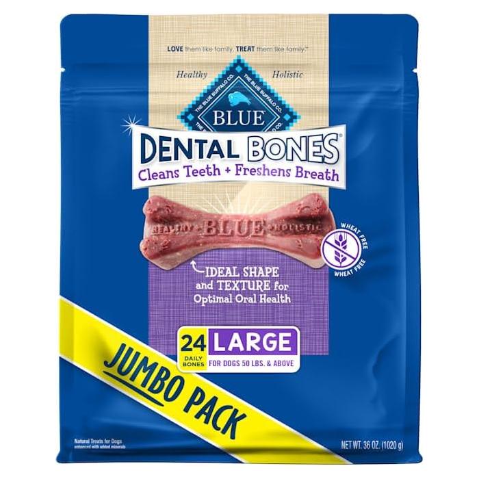 Huesos Dentales Masticables Blue Buffalo 1.02 kg para Perros Grandes