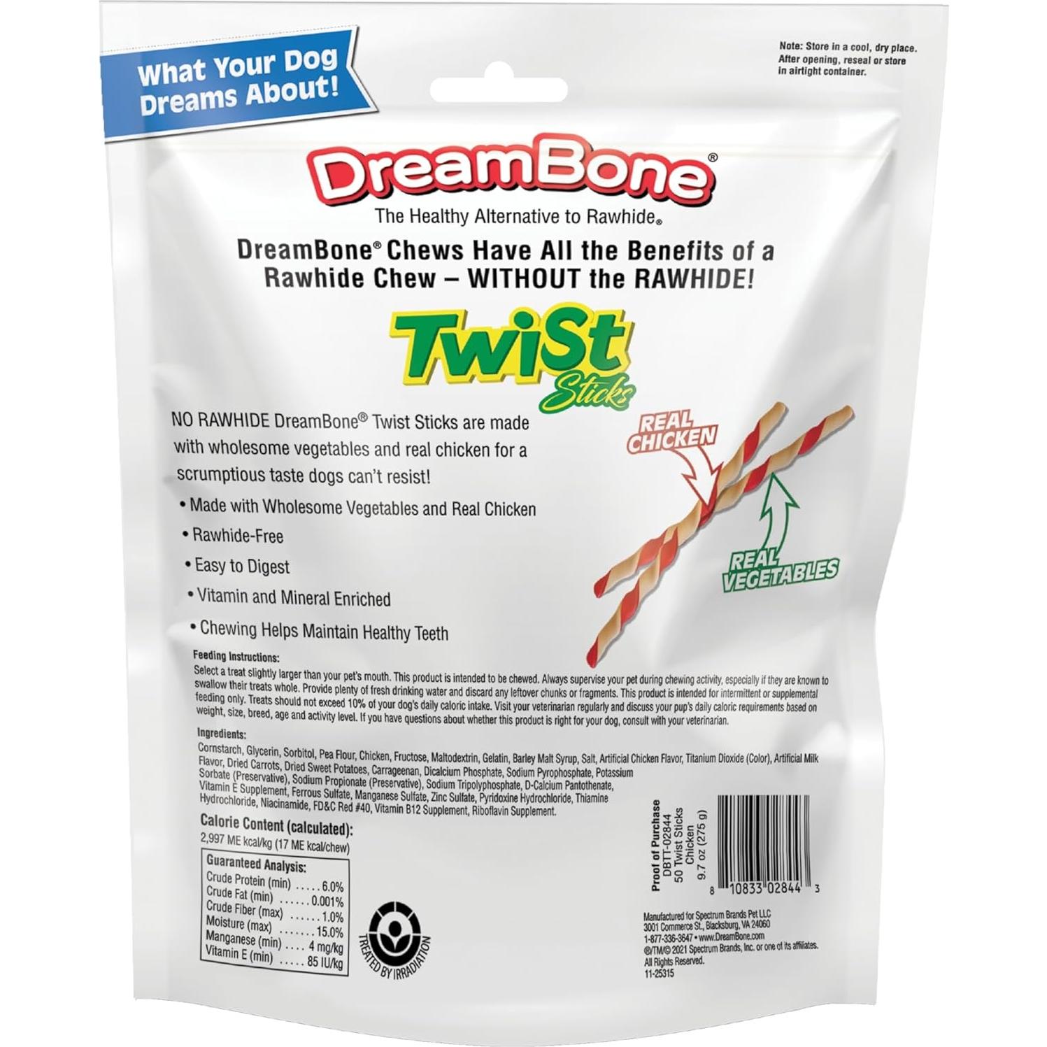 Palitos Torcidos DreamBone 275g - Golosinas Sin Cuero para Perros