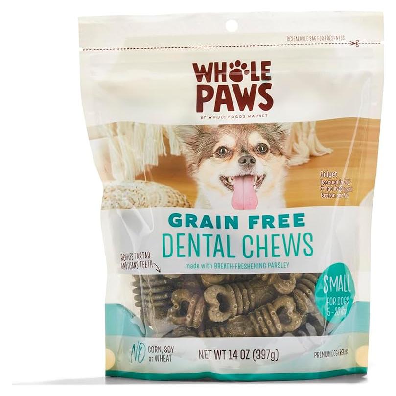 Golosinas Dentales Sin Granos Whole Paws 396g para Perros 2-9kg