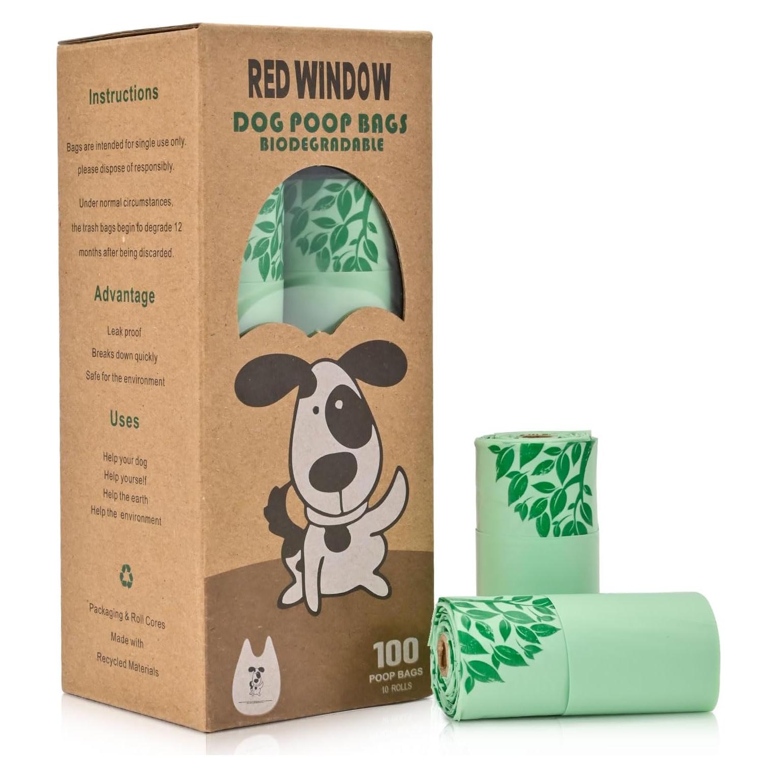 Bolsas de Excremento Biodegradables Red Window 100 Unidades 33x23 cm