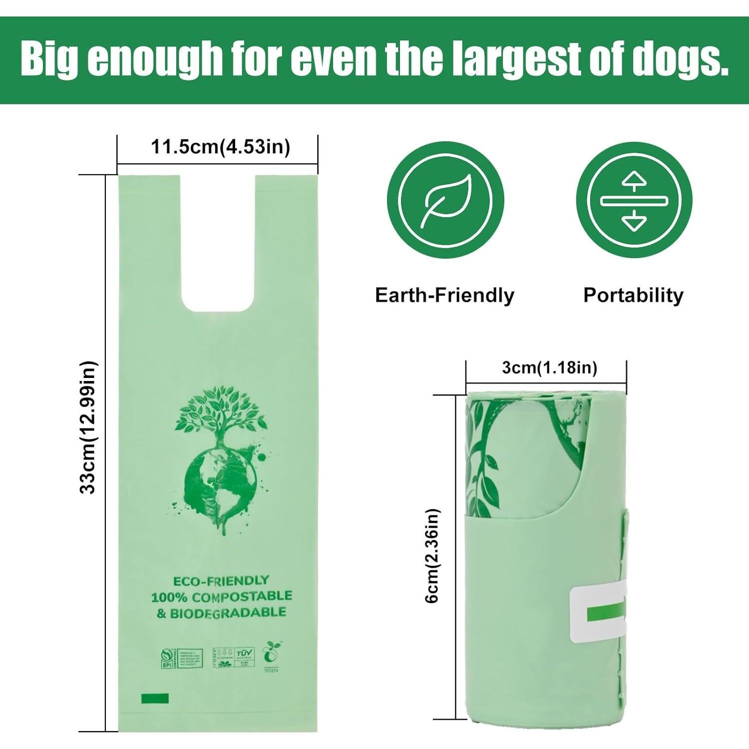 Bolsas de Excremento Biodegradables Red Window 100 Unidades 33x23 cm