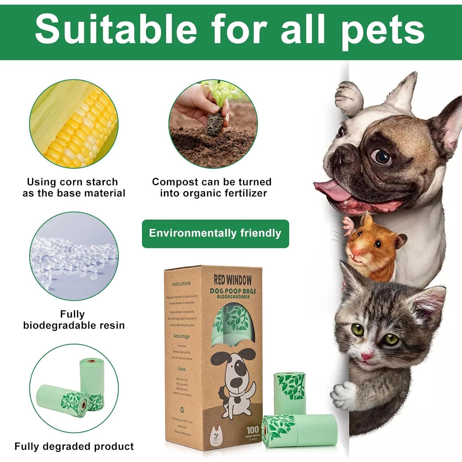 Bolsas de Excremento Biodegradables Red Window 100 Unidades 33x23 cm