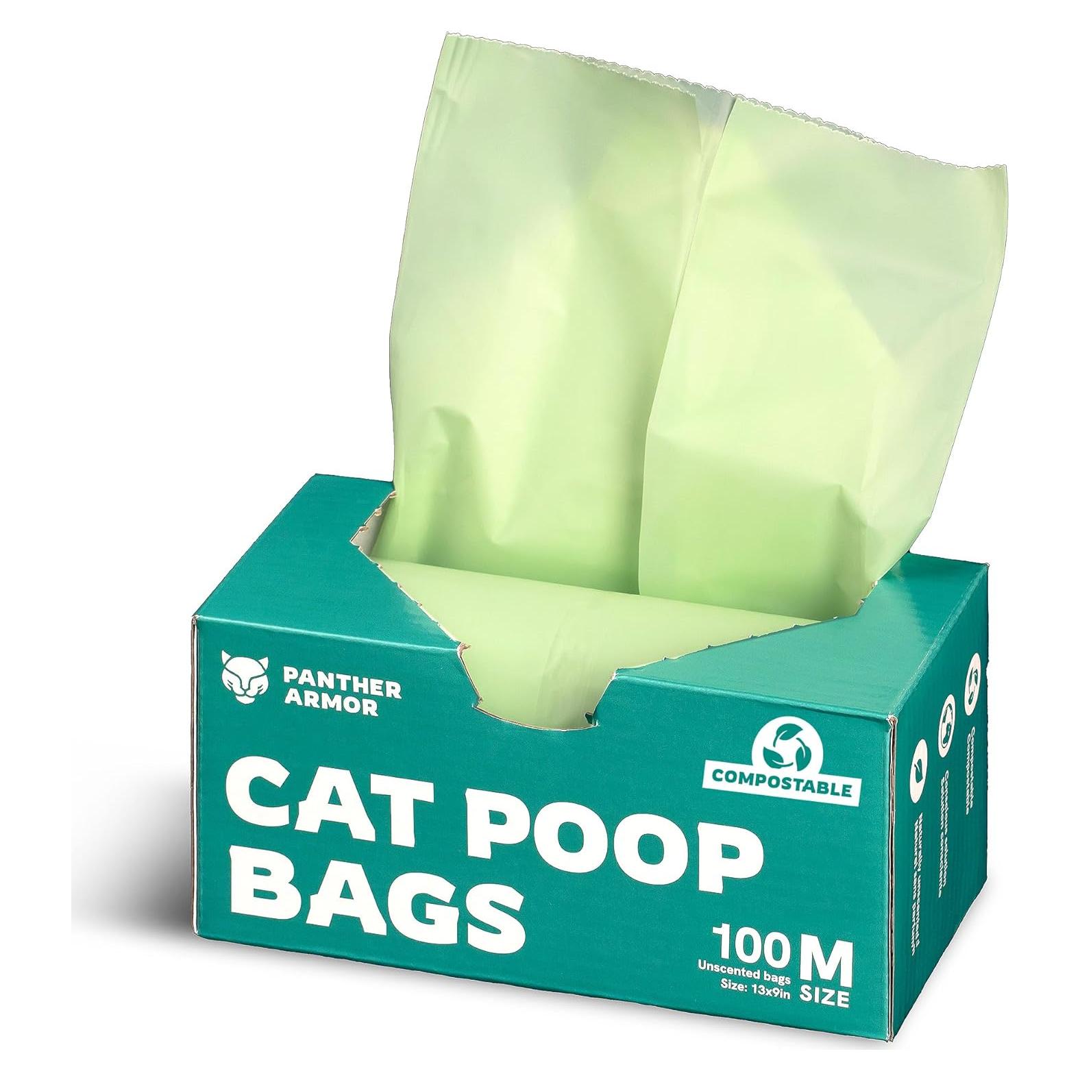 Bolsas Compostables para Excremento de Gato Panther Armor - 100 Unidades 33x23cm