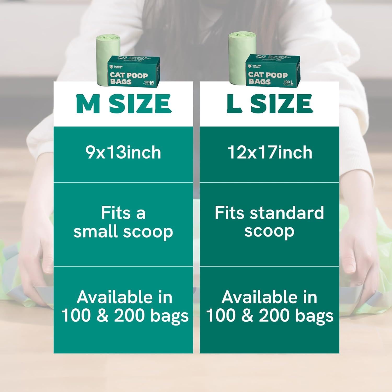 Bolsas Compostables para Excremento de Gato Panther Armor - 100 Unidades 33x23cm