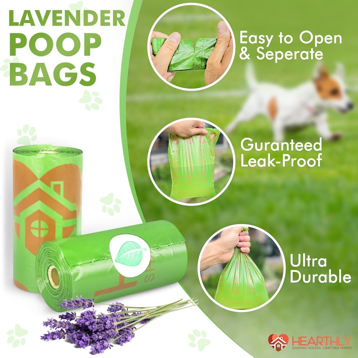 Bolsas para Excremento de Perro Hearthly 360 Conteo Verde Aroma Lavanda