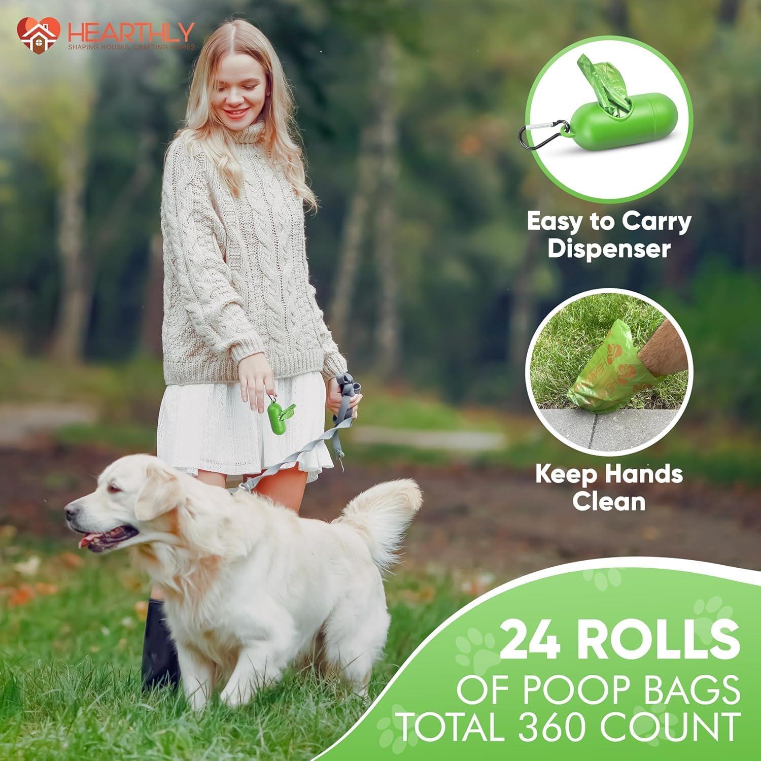 Bolsas para Excremento de Perro Hearthly 360 Conteo Verde Aroma Lavanda