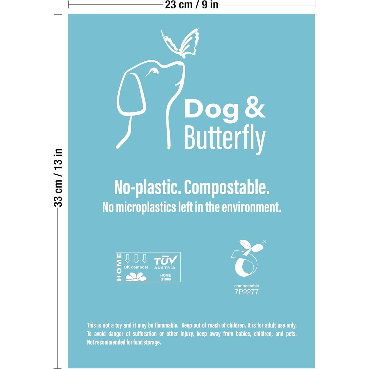 Bolsas Compostables Perro y Mariposa 270 Cuentas Azul