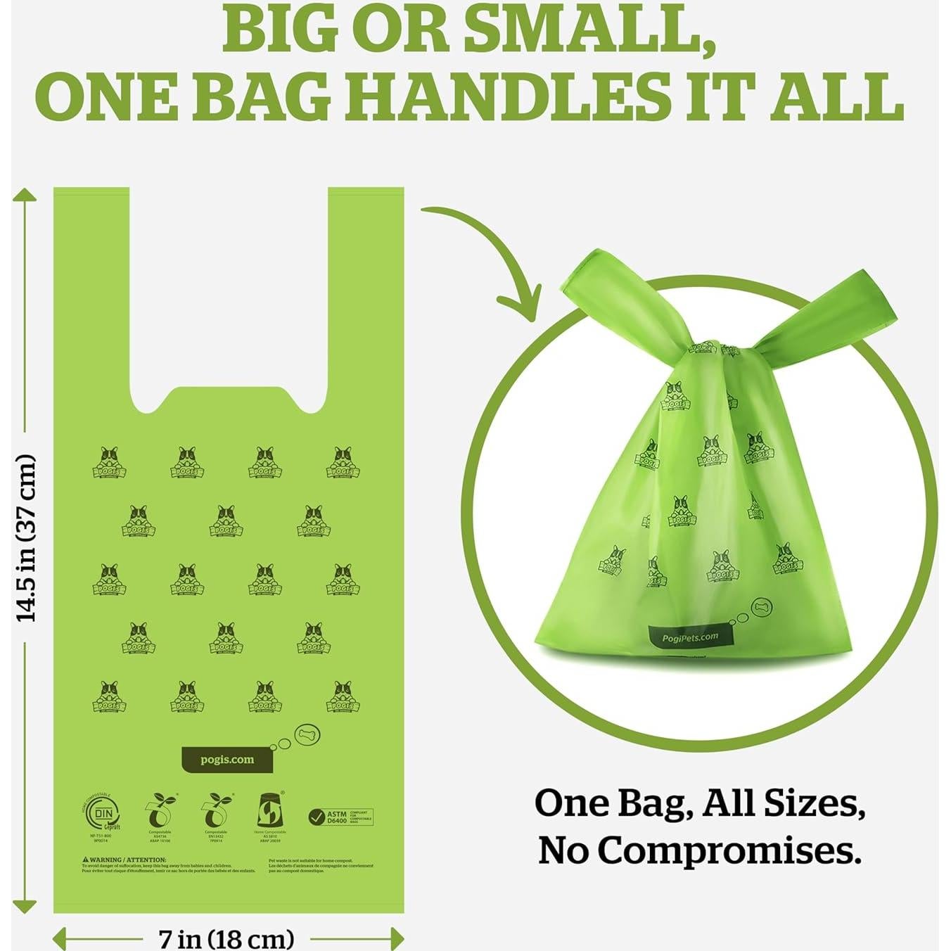 Bolsas Compostables Pogi para Desechos de Mascotas - 250 Unidades