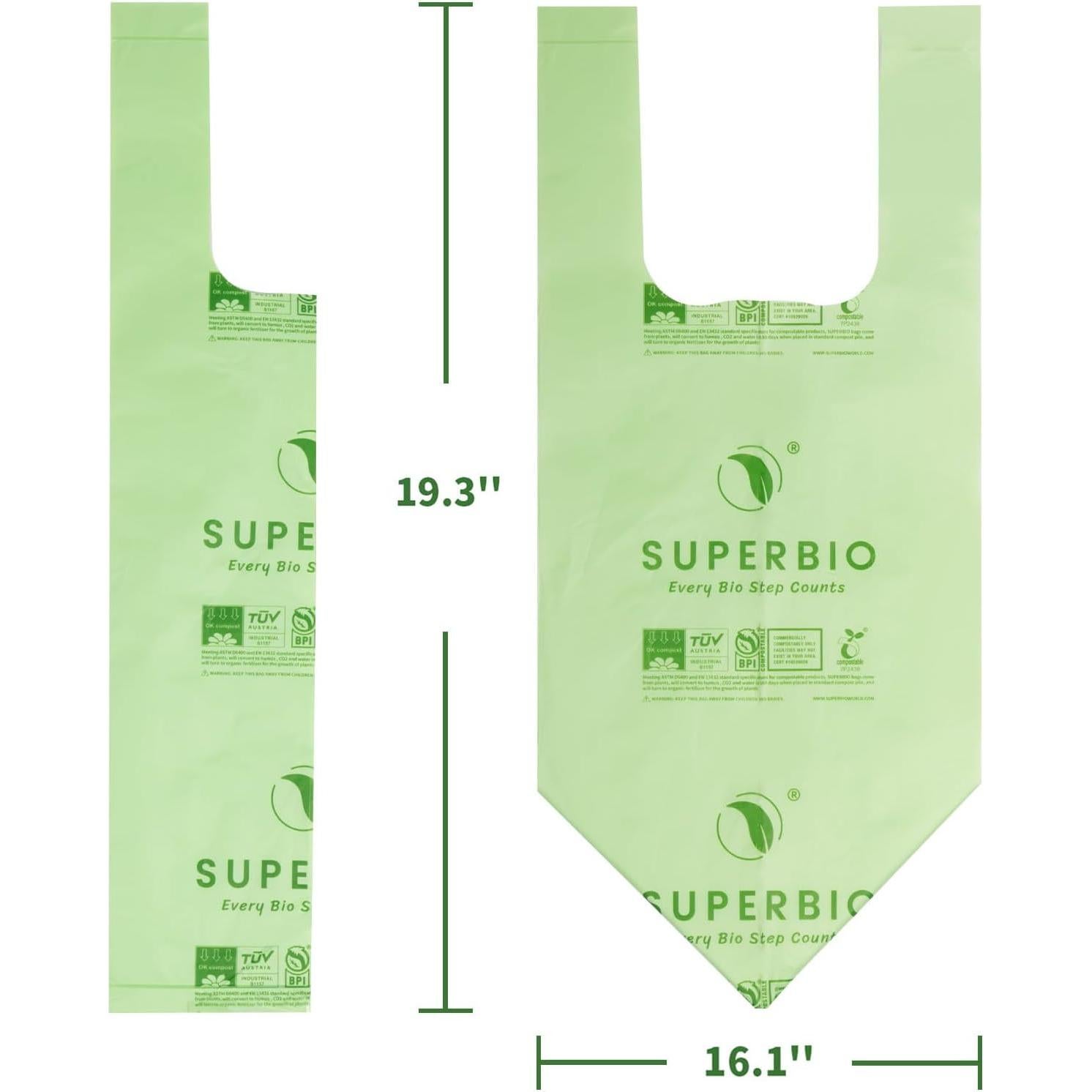 Bolsas Compostables SUPERBIO 6.1L 50 Unidades Asas Atadas