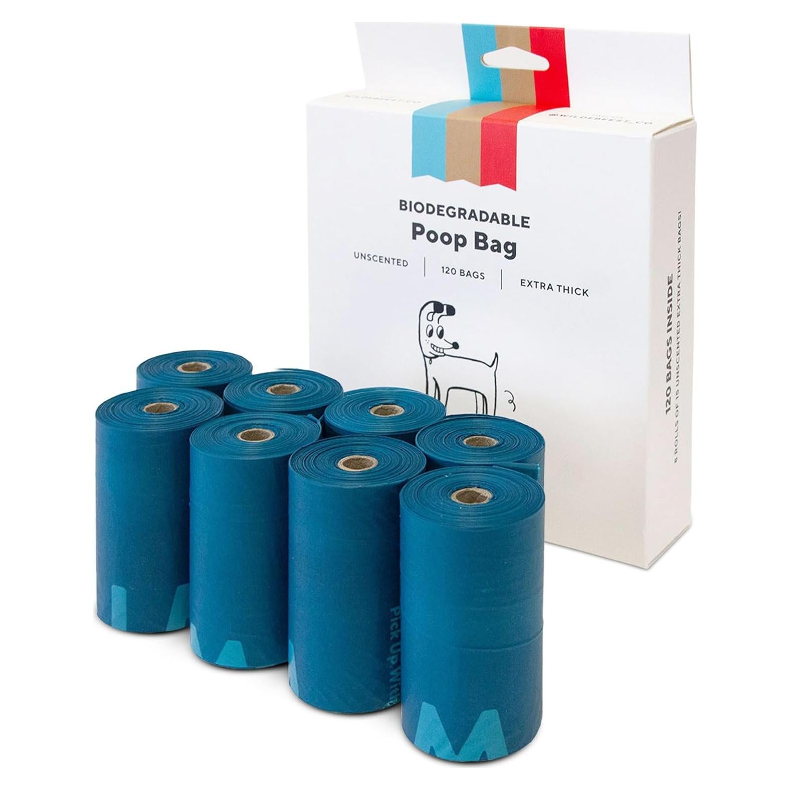 Bolsas de Poop Biodegradables Wildebeest 120 Unidades Sin Fragancia