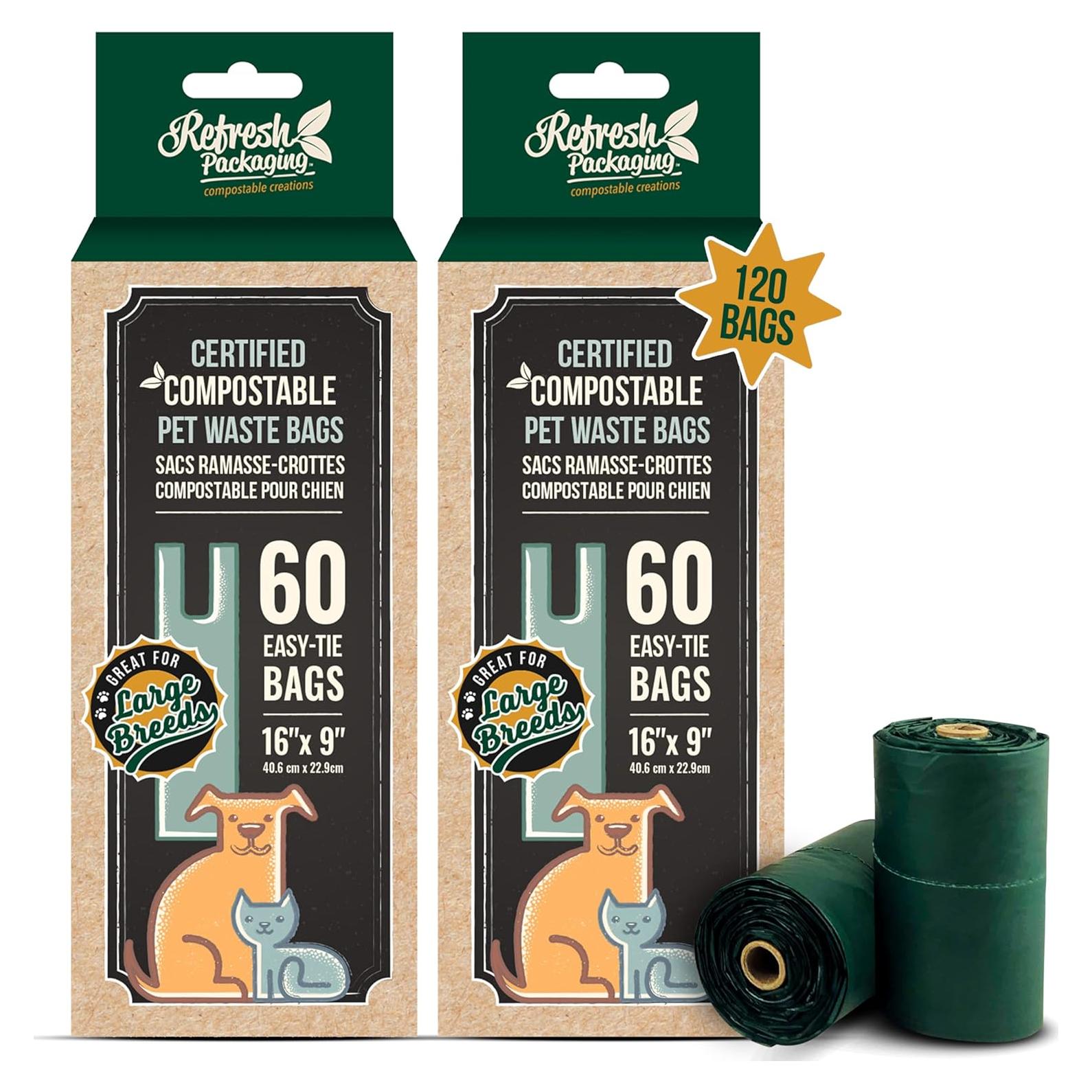 Bolsas Compostables para Excremento de Mascotas Refresh - 120 Unidades