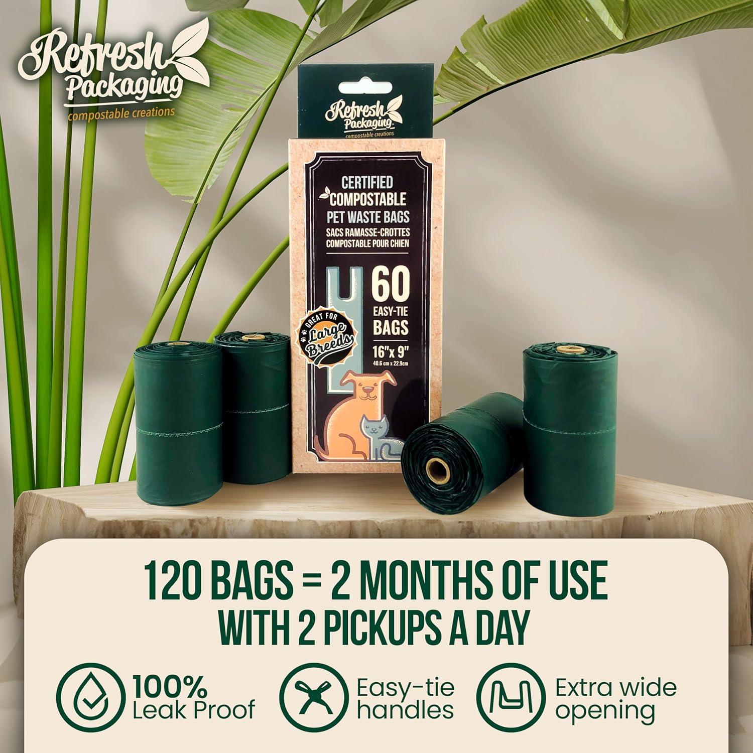 Bolsas Compostables para Excremento de Mascotas Refresh - 120 Unidades