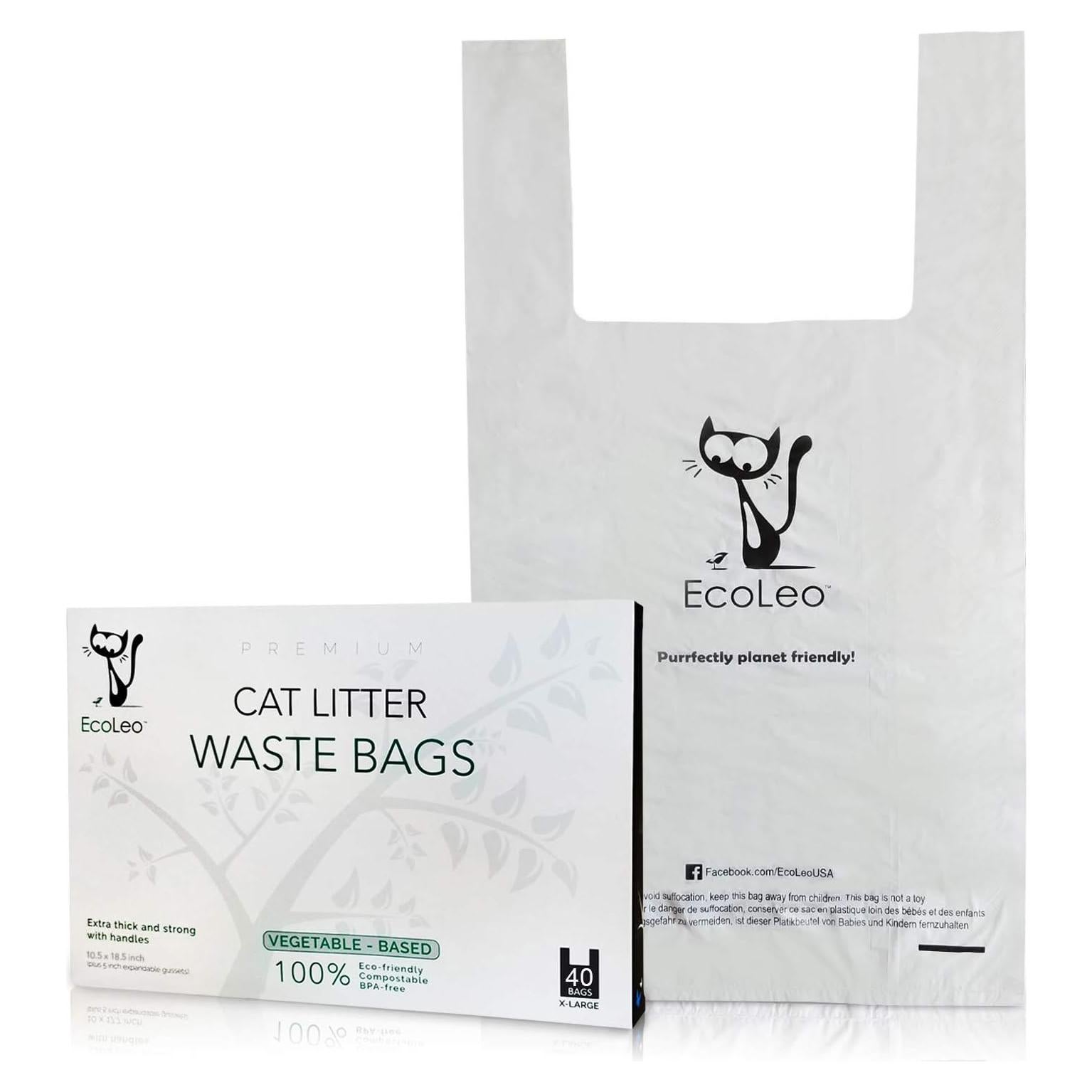 Bolsas Compostables para Desechos de Gato EcoLeo - Extra Grande 26.7x47 cm