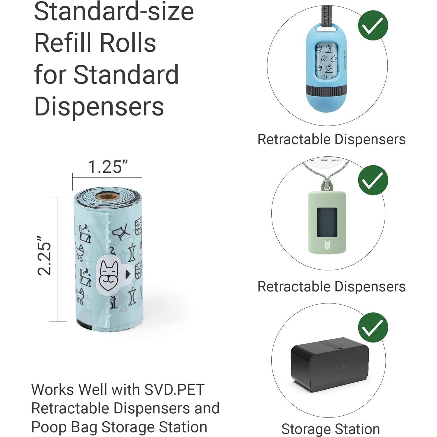 SVD.PET Dog Poop Bags, 120 Unscented Doggie Poo Bags, with Waste Bag Holder, Extra Thick With 100% Leak-Proof Guarantee (8 Rolls, 120 count)