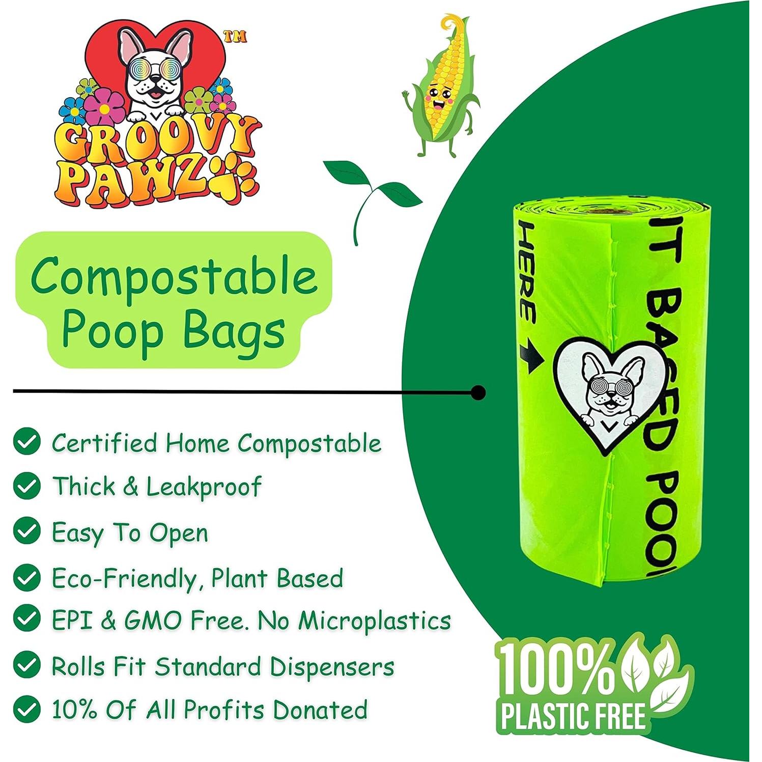 Bolsas de Poop Compostables Groovy Pawz 120 Unidades Ecológicas