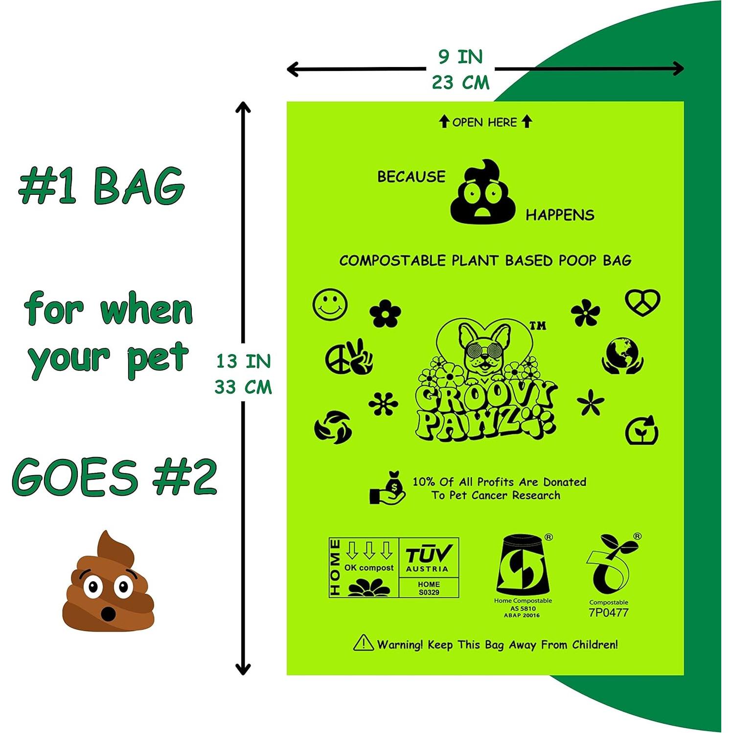 Bolsas de Poop Compostables Groovy Pawz 120 Unidades Ecológicas