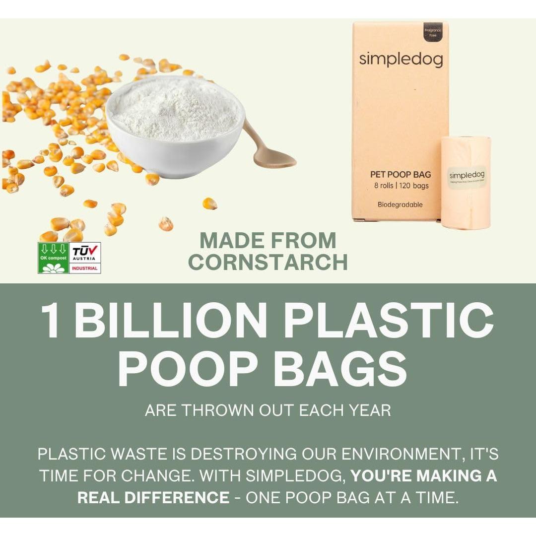 Bolsas biodegradables para excremento de perro SimpleDog - 120 unidades