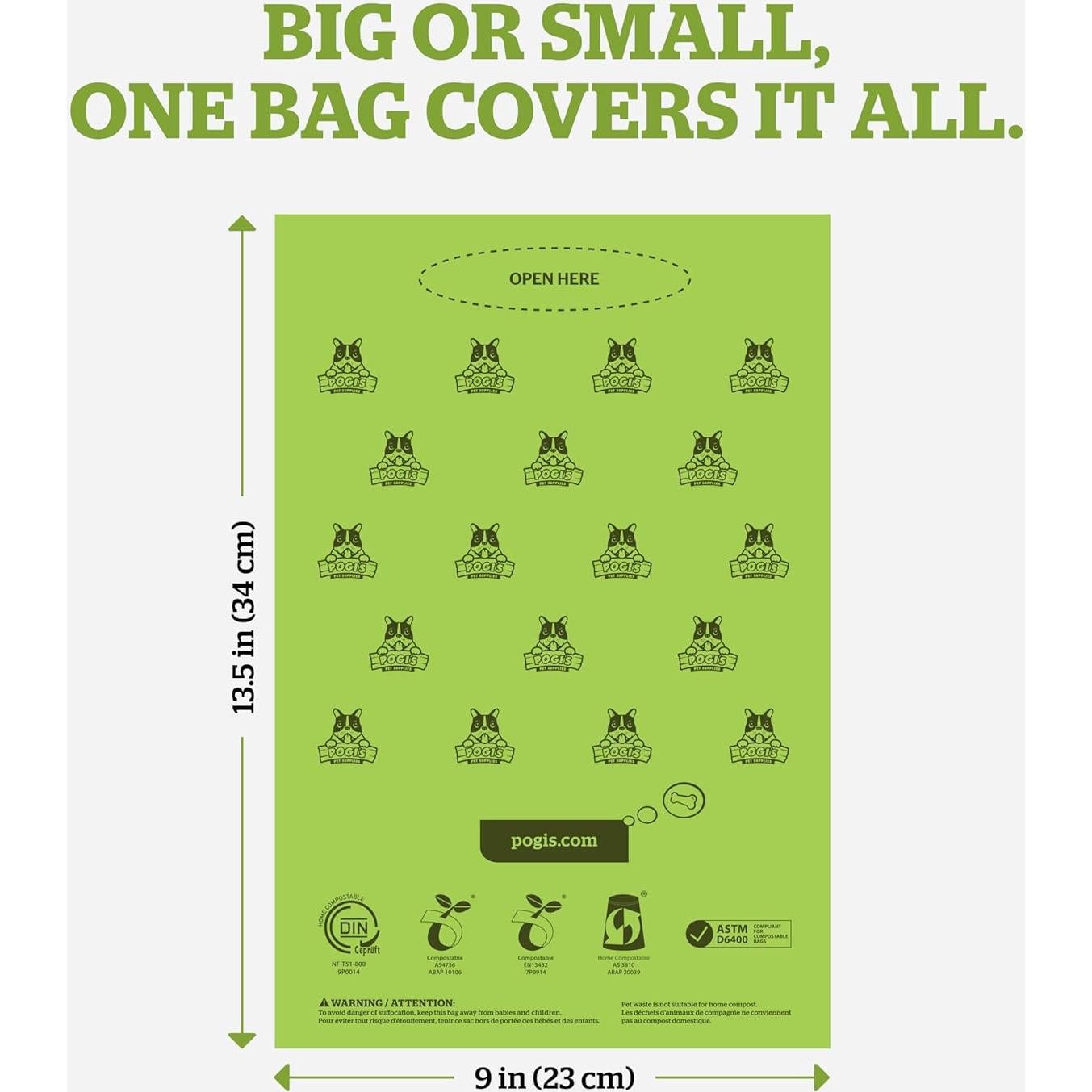 Bolsas Compostables Pogi Extra Grandes 300 Unidades 22.86x34.29cm