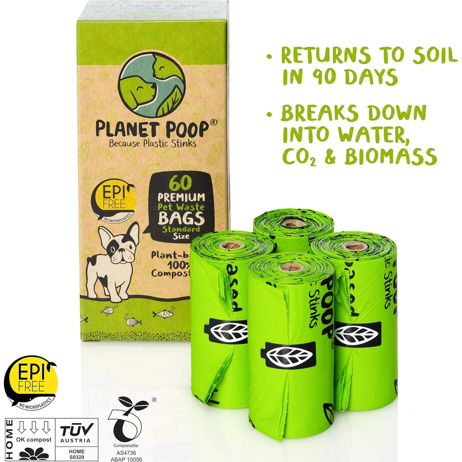 Bolsas Compostables para Perros Planet Poop - 60 Unidades