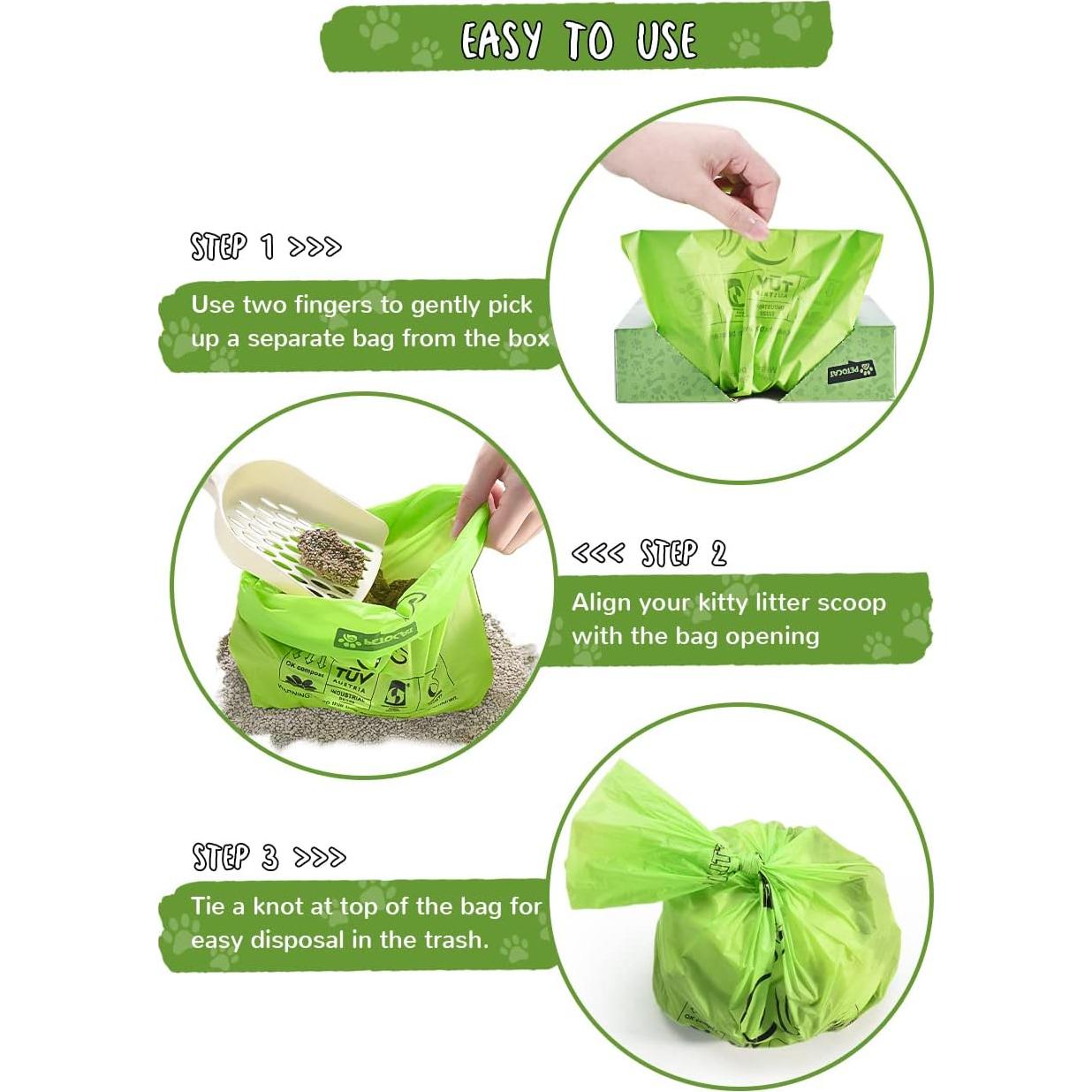 Bolsas de Arena para Gatos PETOCAT 100% Biodegradables 100 Unidades