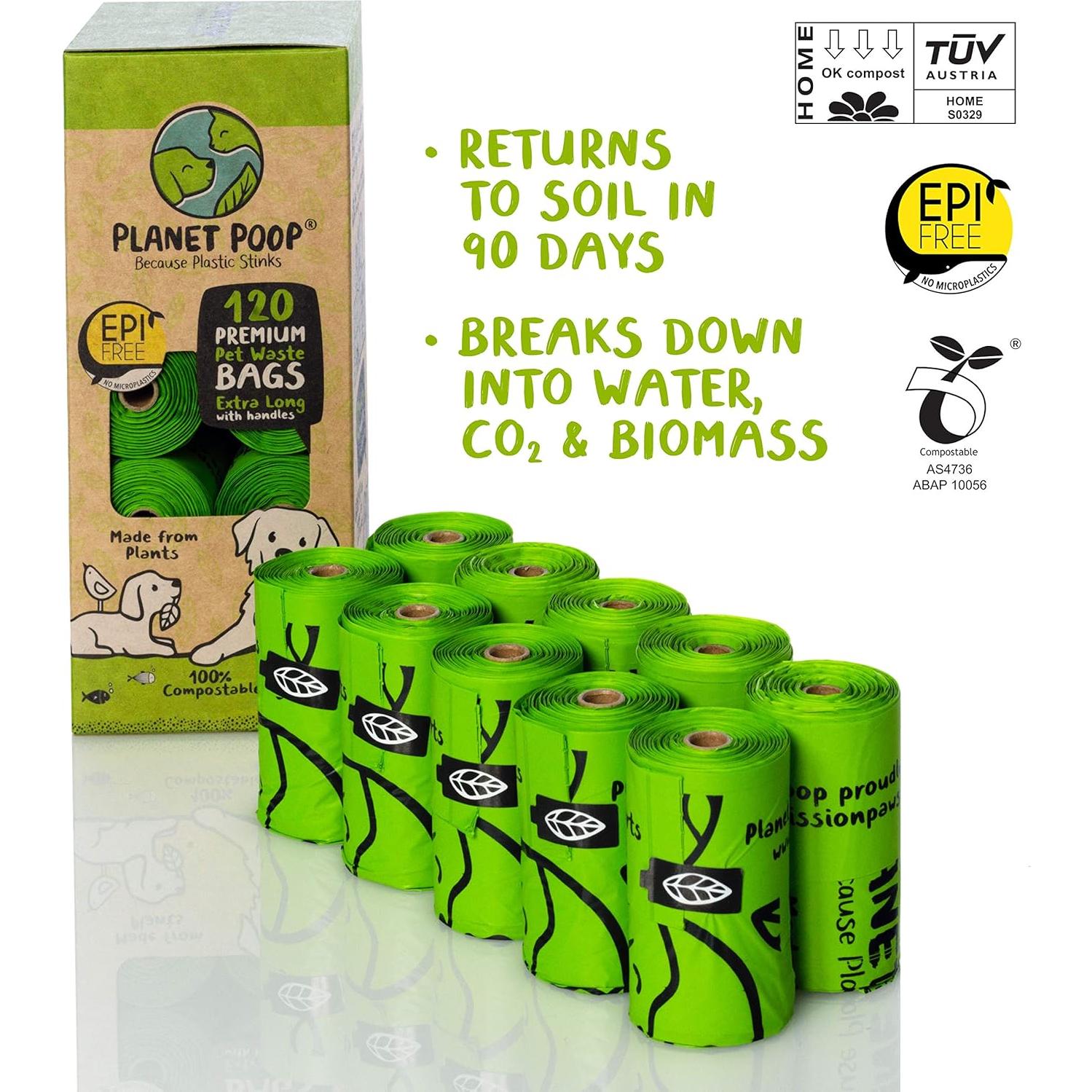 Bolsas de Basura Compostables para Perros Planet Poop 120 Unidades