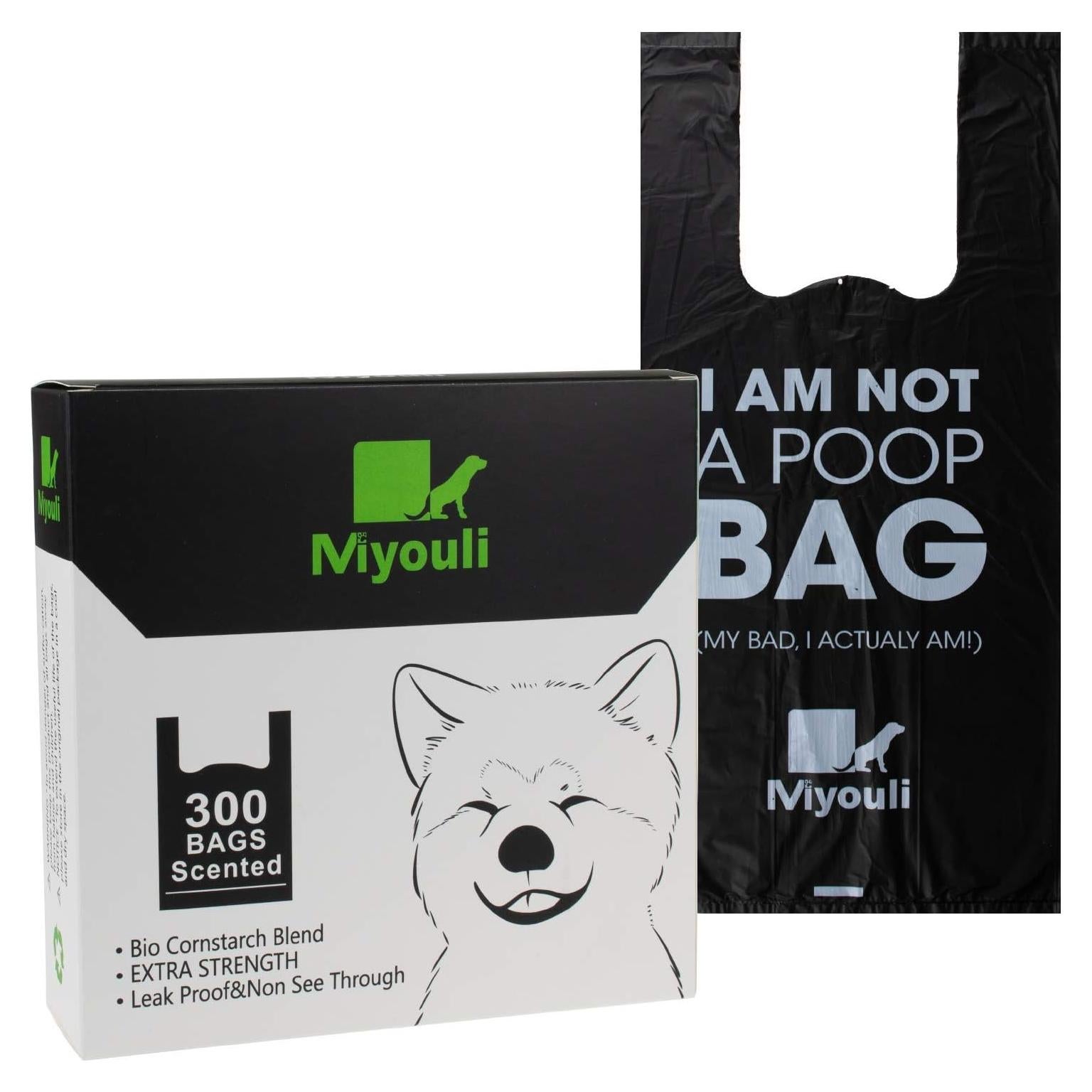 300 Bolsas de Desechos para Mascotas Miyouli Negras Ecológicas