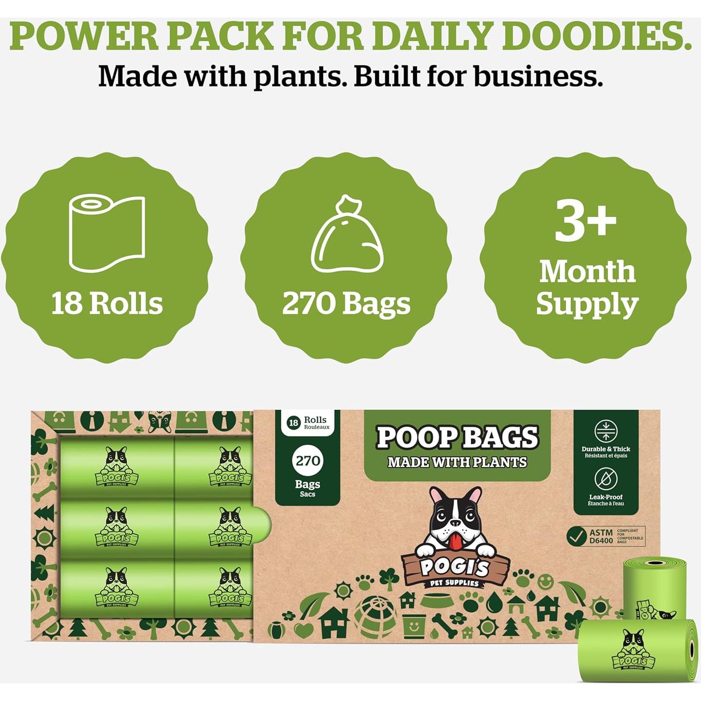 Bolsas Compostables Pogi Extra Grandes 270 Unidades 22x34cm