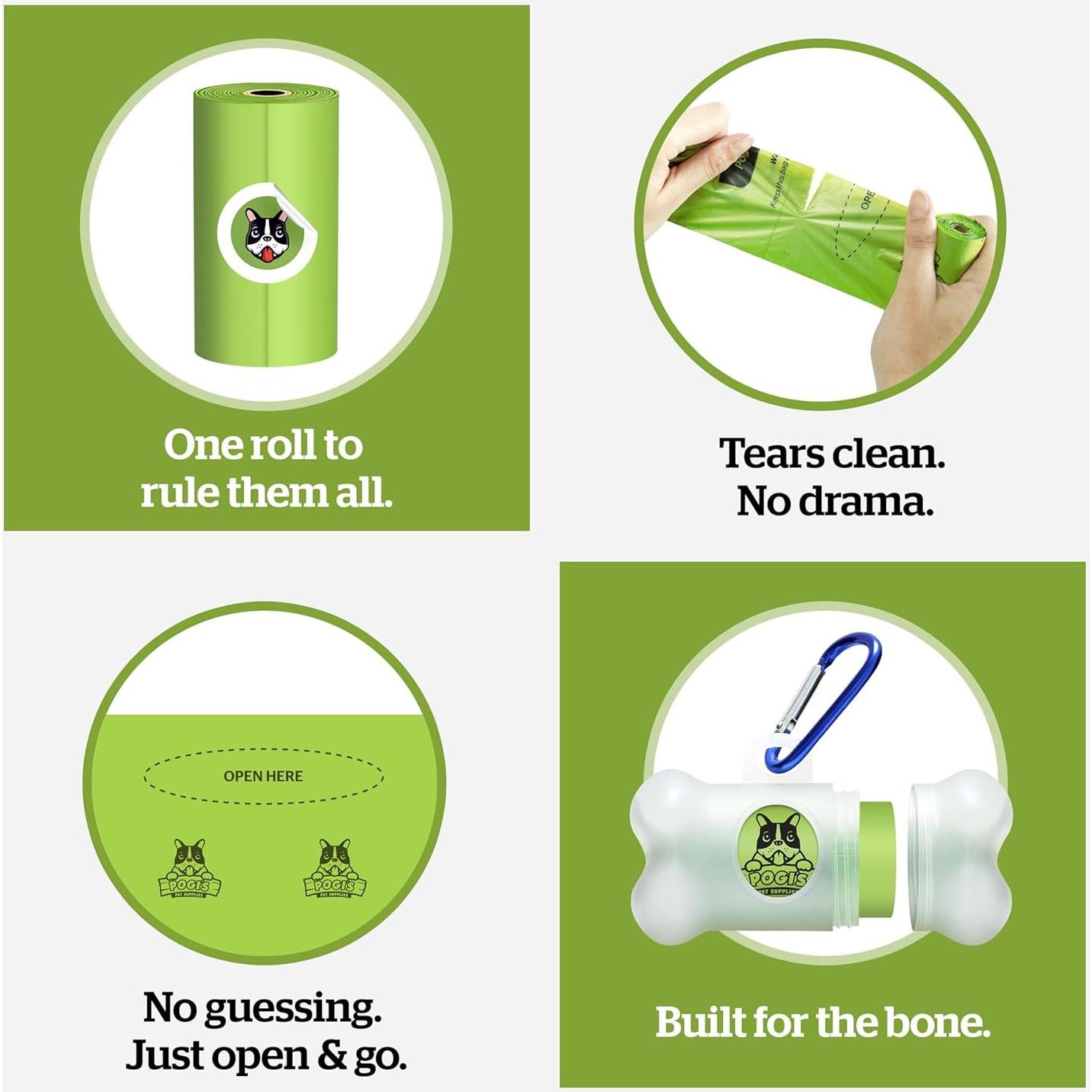 Bolsas Compostables Pogi Extra Grandes 270 Unidades 22x34cm