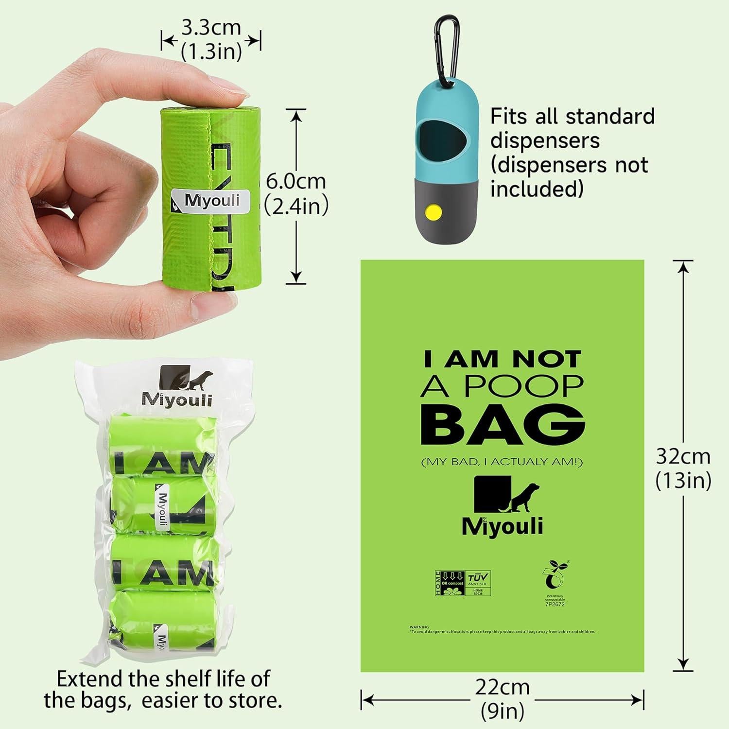 Bolsas Compostables para Perros Miyouli 240 Unidades Sin Olor