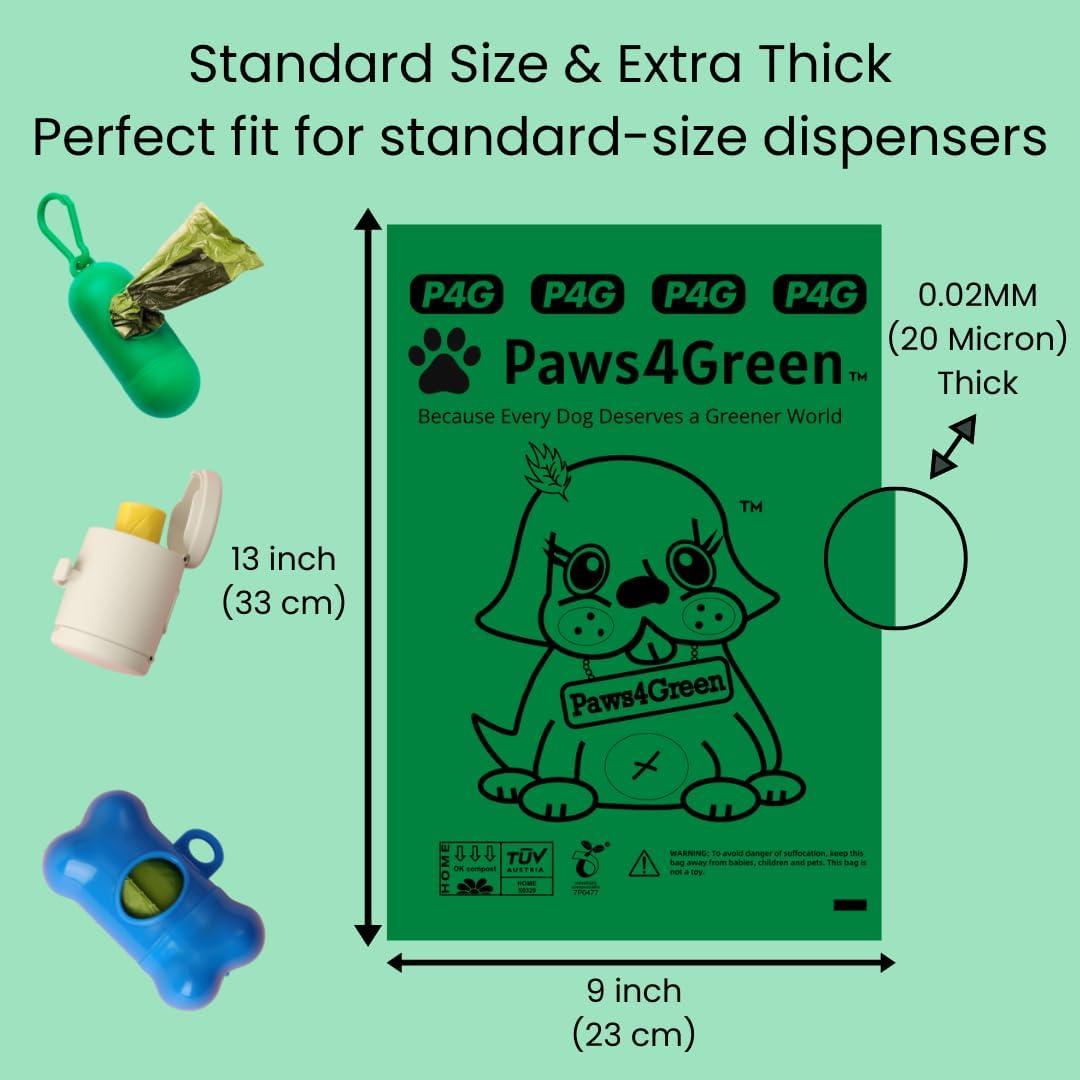 Bolsas de Excremento Compostables Paws4Green 270 Conteo 20 Micrones