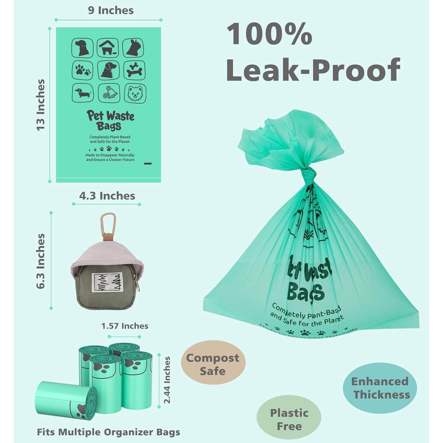 Bolsas Compostables para Perros AYOTEE 280 Unidades 20 Micrones