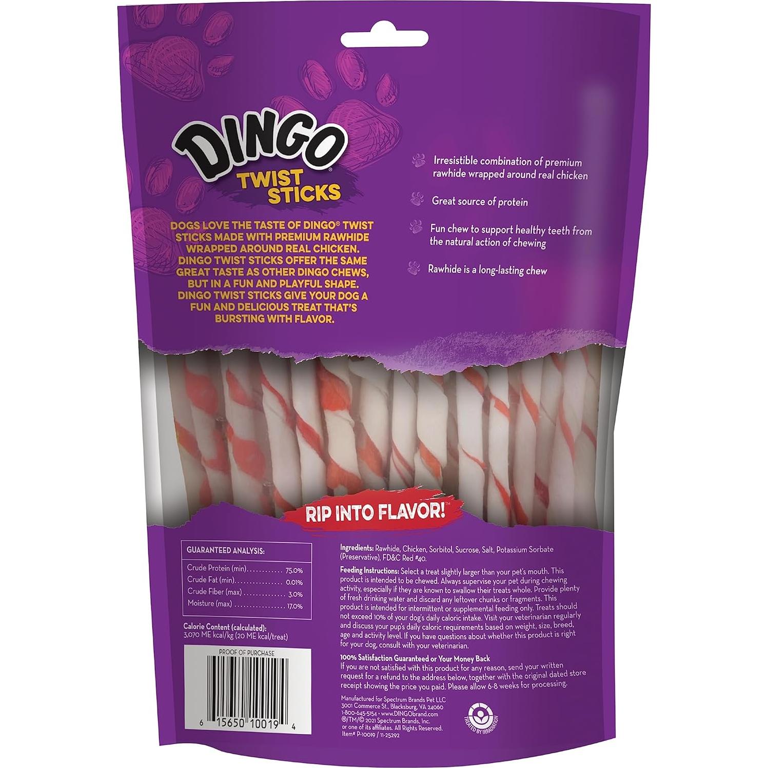 Dingo Twist Sticks 50 Unidades - Palitos Retorcidos de Pollo Real
