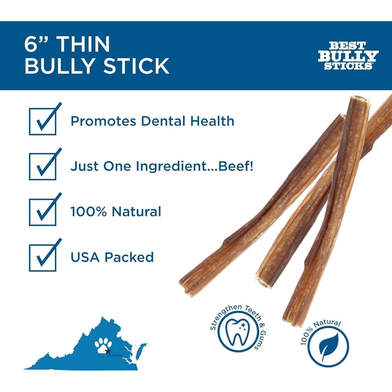 Palos de Bully Naturales para Perros 15 cm - 24 Unidades