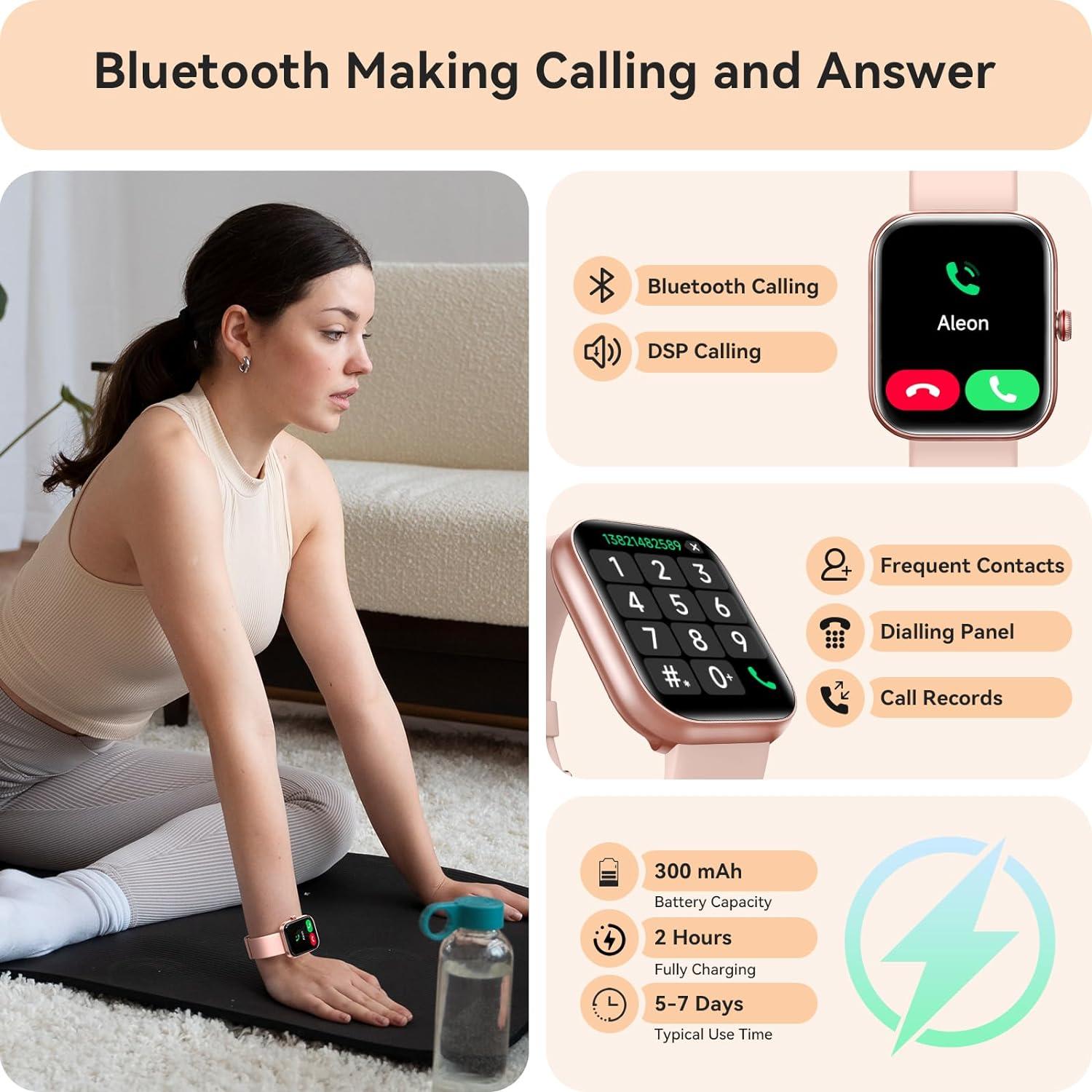 Reloj Inteligente Yoever IDW20 Rosa Bluetooth con Alexa