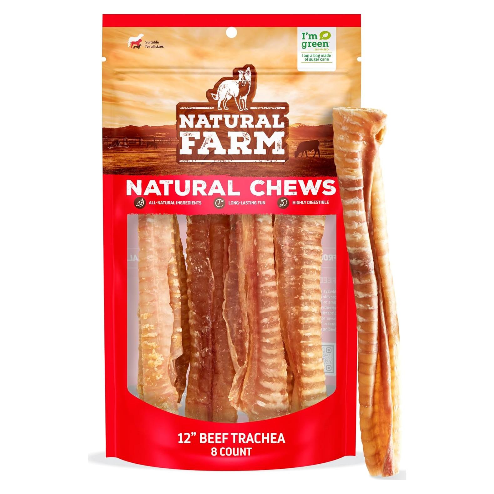 Tráqueas de Res Natural Farm 30.48 cm - 8 Paquete Masticables