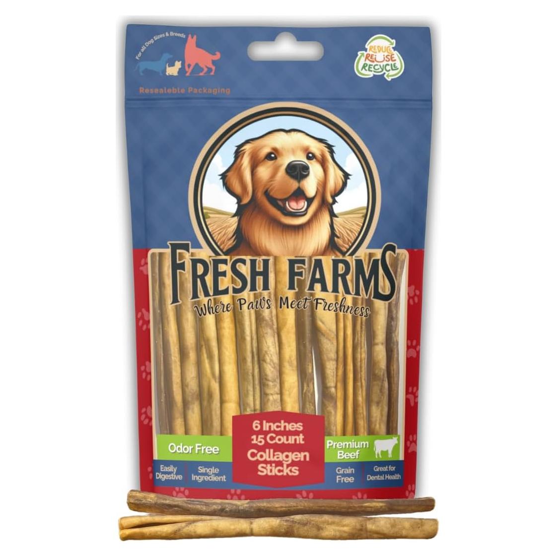 Palitos de Colágeno Natural Fresh Farms 15 cm - Masticables Saludables