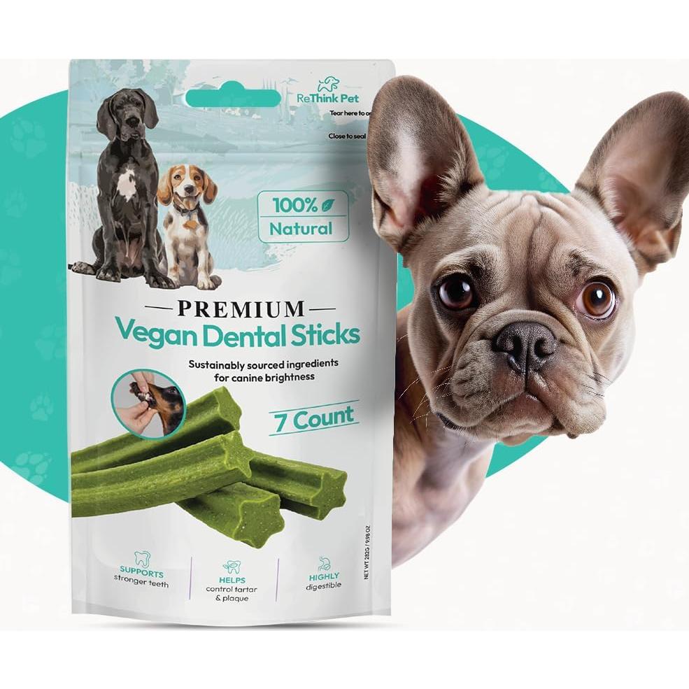 Palitos Dentales Veganos ReThink Pet - 3 Paquetes de 21 Palitos