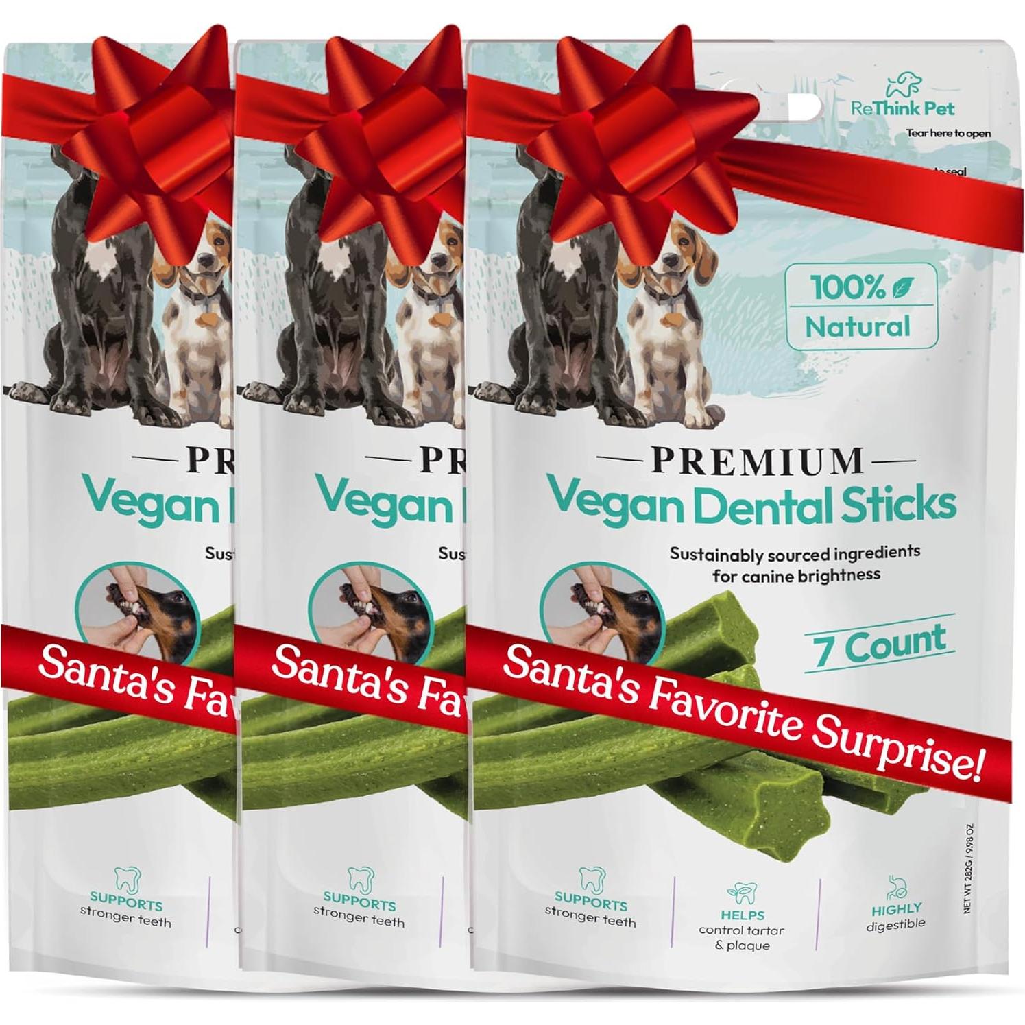 Palitos Dentales Veganos ReThink Pet - 3 Paquetes de 21 Palitos
