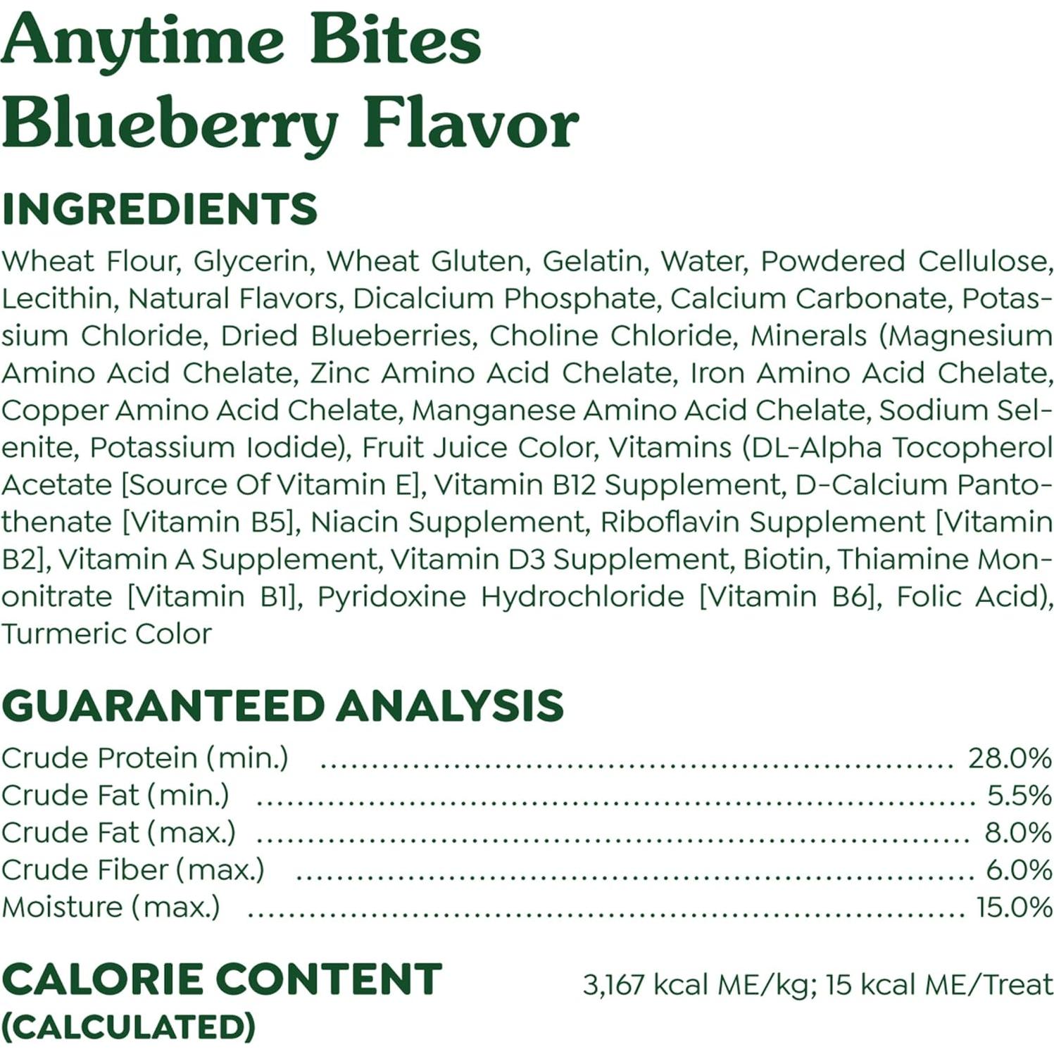 Golosinas Masticables para Perros Greenies Anytime Bites 680g Sabor Arándano