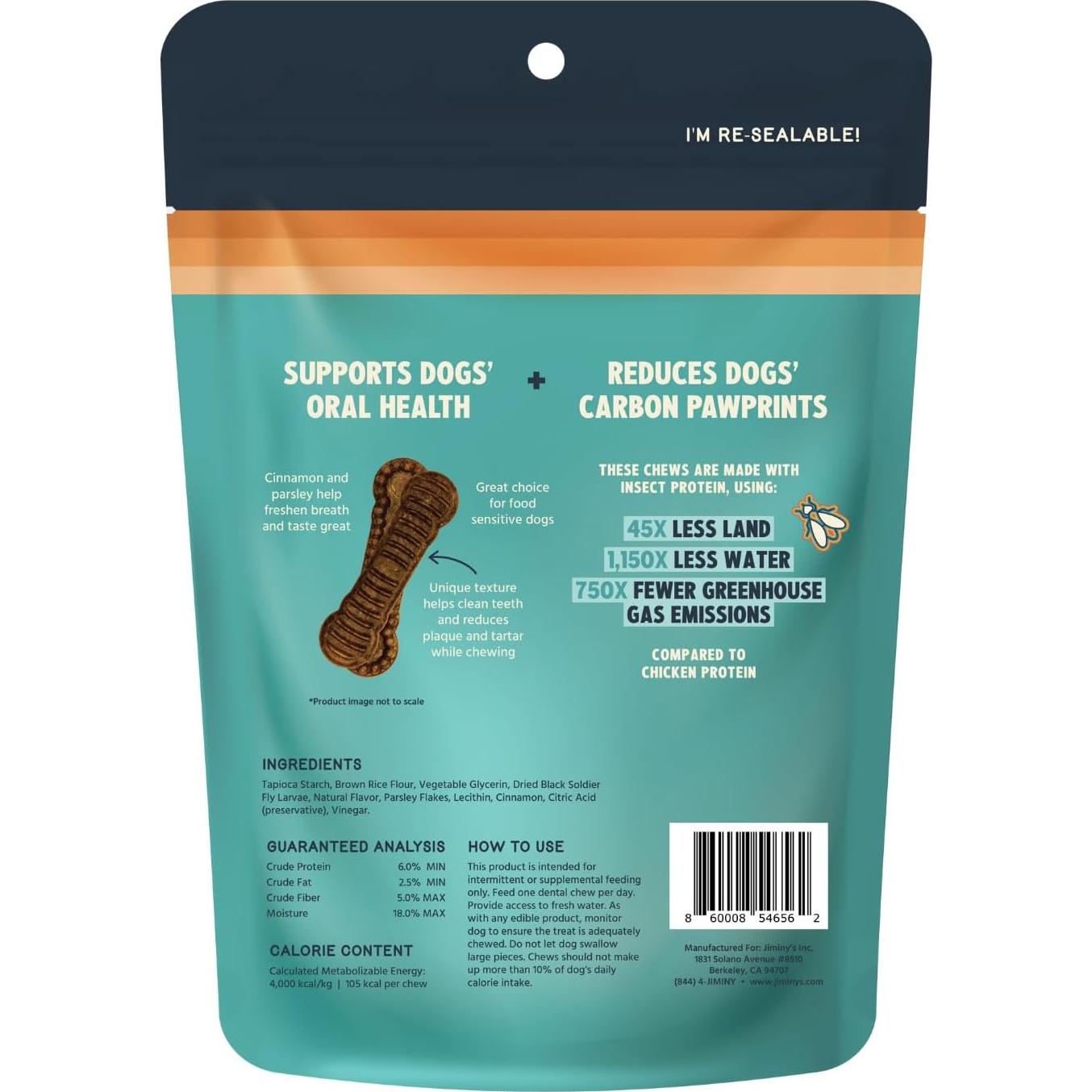 Masticables Dentales Jiminy's para Perros Pequeños, Canela, 20 Unidades