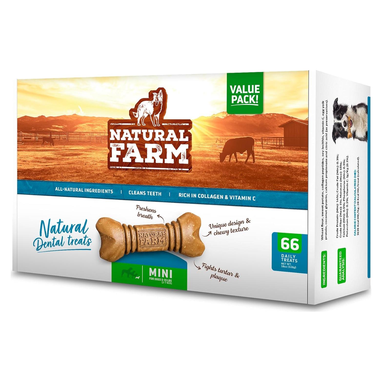 Golosinas Dentales Naturales para Perros Natural Farm Mini 66 Cuentas