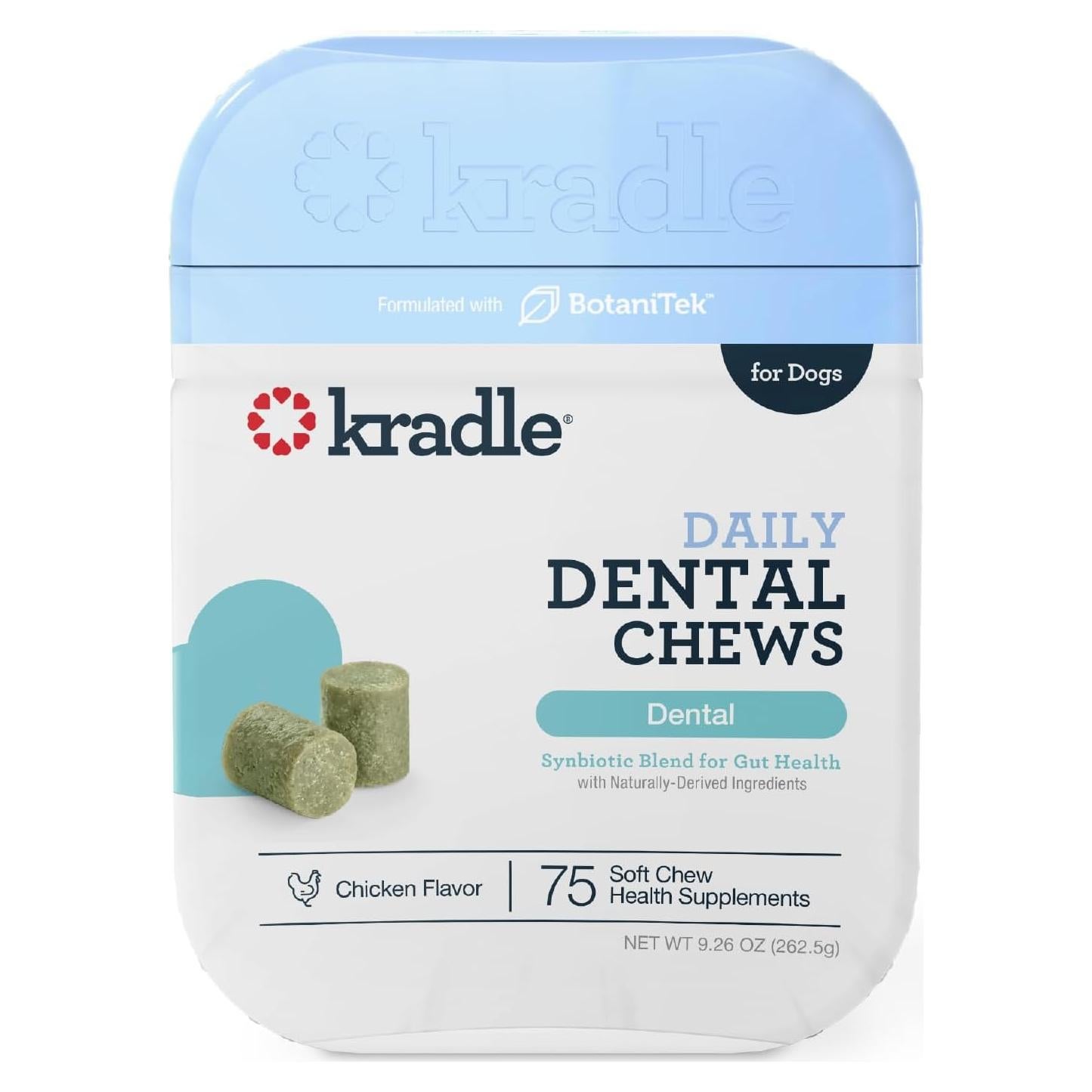 Kradle Dental Chews para Perros - 75 Masticables Suaves