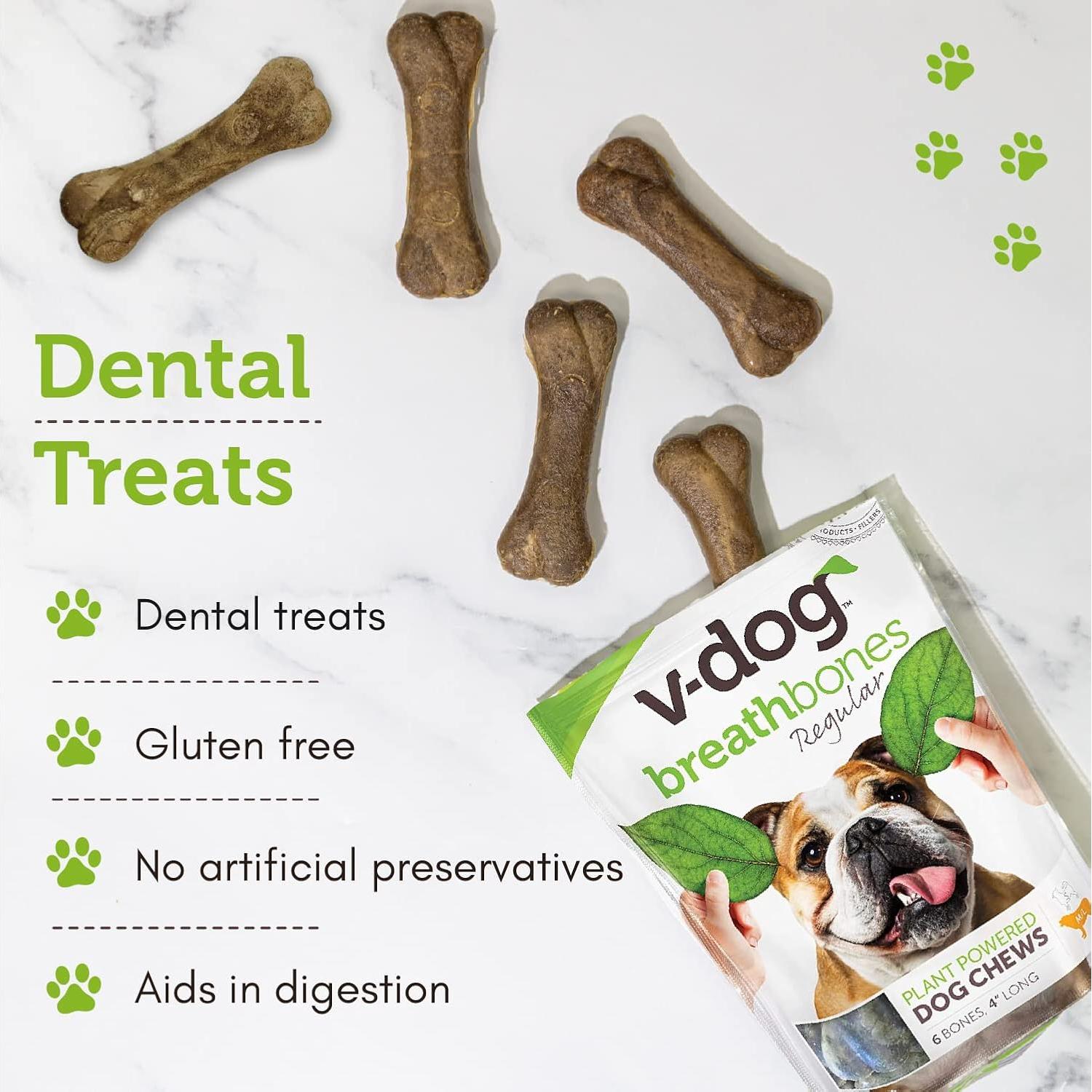 Golosinas Veganas para Perros V-Dog - Huesos Dentales 226.8g
